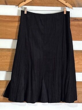 Catherine Stewart Solid Black Suede Feel Knee Length Fit & Flare Skirt Size S